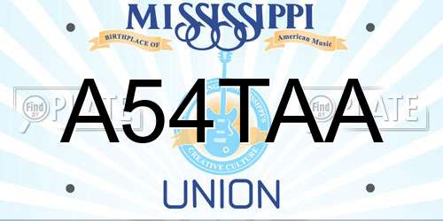 A54TAA Mississippi License Plate