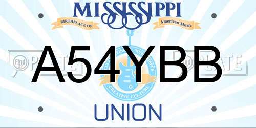 A54YBB Mississippi License Plate