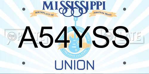 A54YSS Mississippi License Plate
