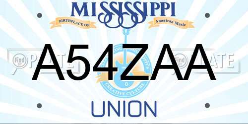 A54ZAA Mississippi License Plate