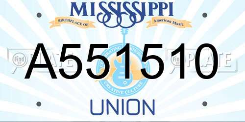 A551510 Mississippi License Plate