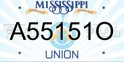 A55151O Mississippi License Plate