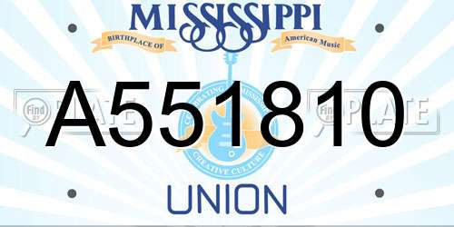 A551810 Mississippi License Plate