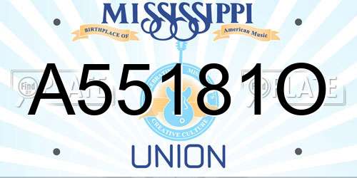 A55181O Mississippi License Plate