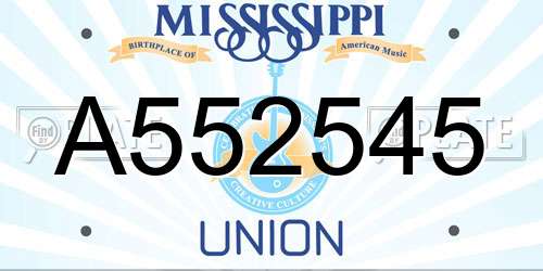 A552545 Mississippi License Plate