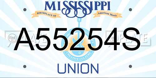 A55254S Mississippi License Plate