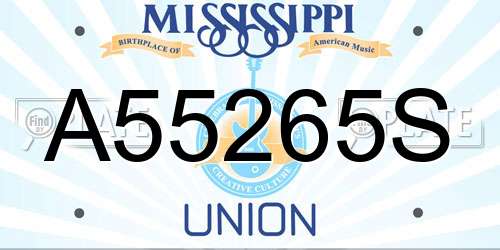 A55265S Mississippi License Plate