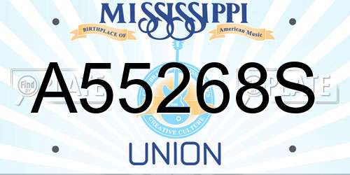 A55268S Mississippi License Plate
