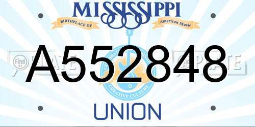 A552848 Mississippi License Plate