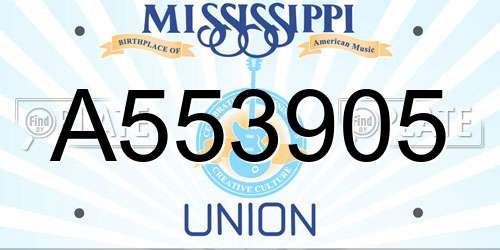 A553905 Mississippi License Plate