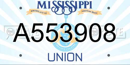 A553908 Mississippi License Plate