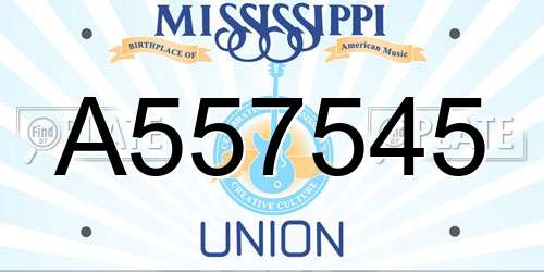 A557545 Mississippi License Plate