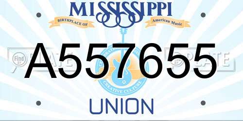 A557655 Mississippi License Plate