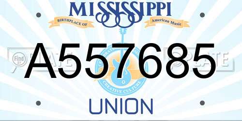 A557685 Mississippi License Plate