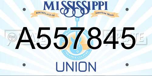 A557845 Mississippi License Plate