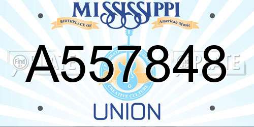 A557848 Mississippi License Plate