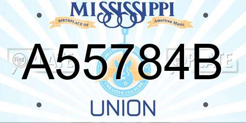 A55784B Mississippi License Plate