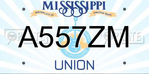 A557ZM Mississippi License Plate