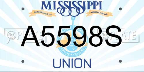A5598S Mississippi License Plate