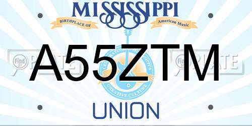 A55ZTM Mississippi License Plate
