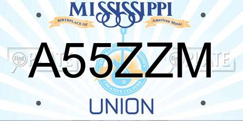 A55ZZM Mississippi License Plate