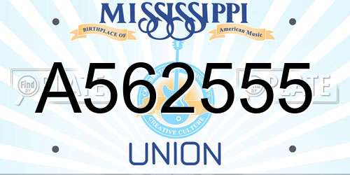 A562555 Mississippi License Plate