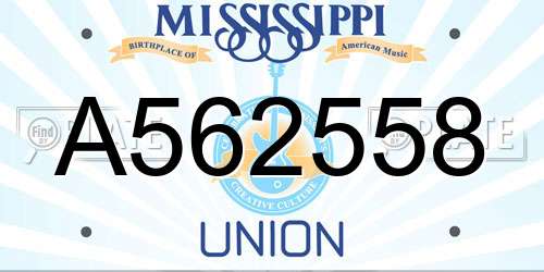 A562558 Mississippi License Plate