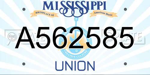 A562585 Mississippi License Plate
