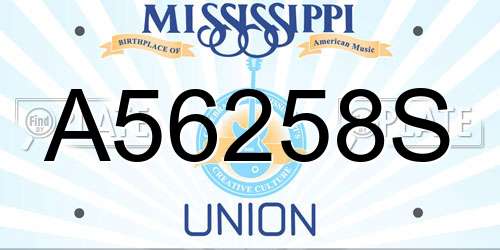 A56258S Mississippi License Plate