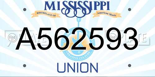 A562593 Mississippi License Plate