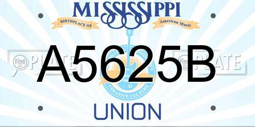 A5625B Mississippi License Plate