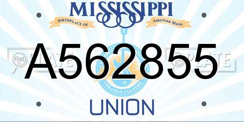 A562855 Mississippi License Plate