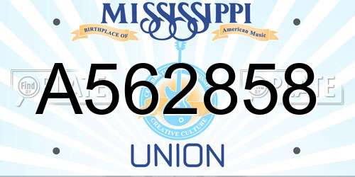 A562858 Mississippi License Plate