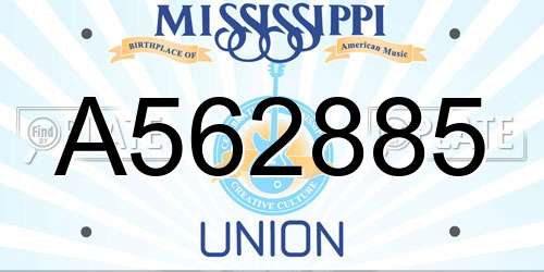 A562885 Mississippi License Plate