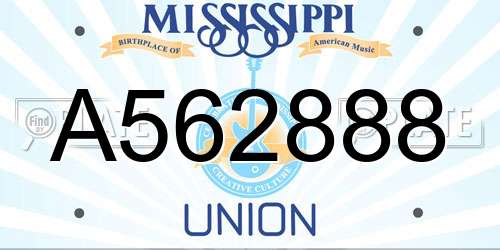 A562888 Mississippi License Plate