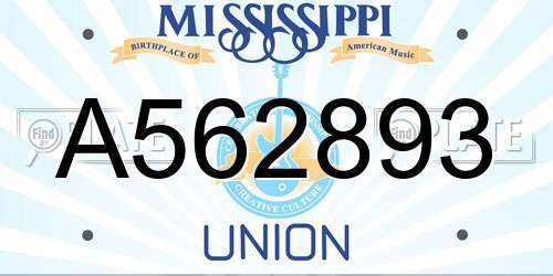 A562893 Mississippi License Plate