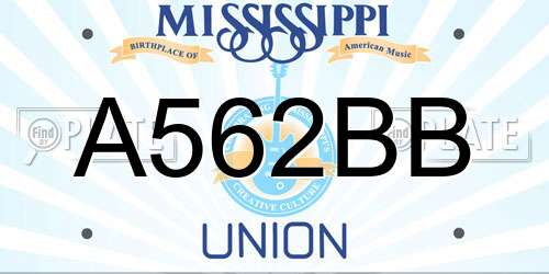 A562BB Mississippi License Plate