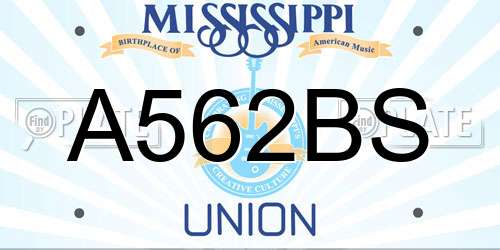 A562BS Mississippi License Plate