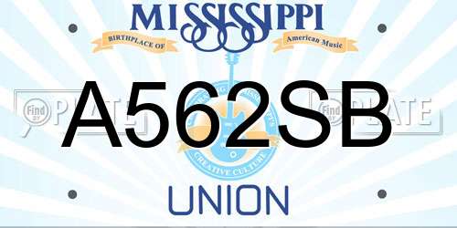 A562SB Mississippi License Plate