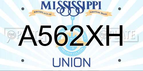 A562XH Mississippi License Plate