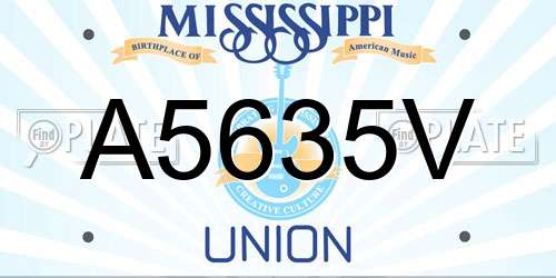 A5635V Mississippi License Plate