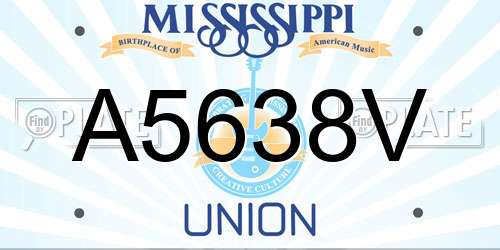 A5638V Mississippi License Plate