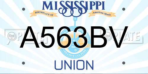 A563BV Mississippi License Plate