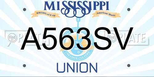 A563SV Mississippi License Plate
