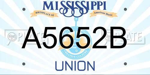 A5652B Mississippi License Plate