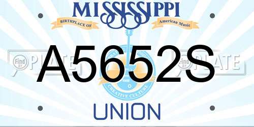 A5652S Mississippi License Plate