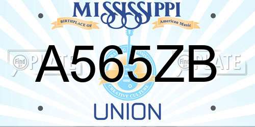 A565ZB Mississippi License Plate