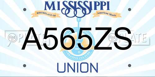 A565ZS Mississippi License Plate