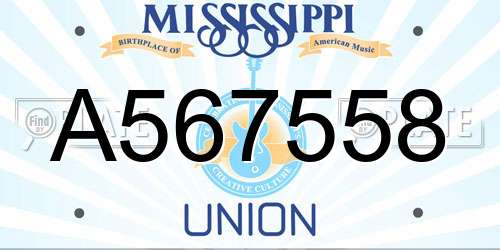 A567558 Mississippi License Plate