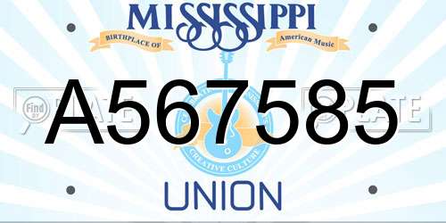 A567585 Mississippi License Plate